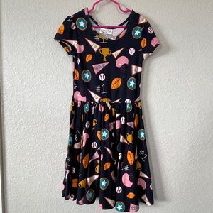 Dot Dot Smile Dress 5/6 cap sleeve twirl - go team cheer print